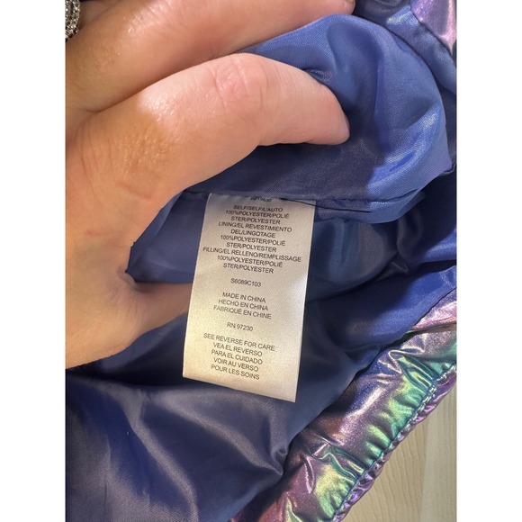 Krush Iridescent Puffer Vest Women's Medium Shimmer Mermaid Quilted Sleeveless - Picture 3 of 9